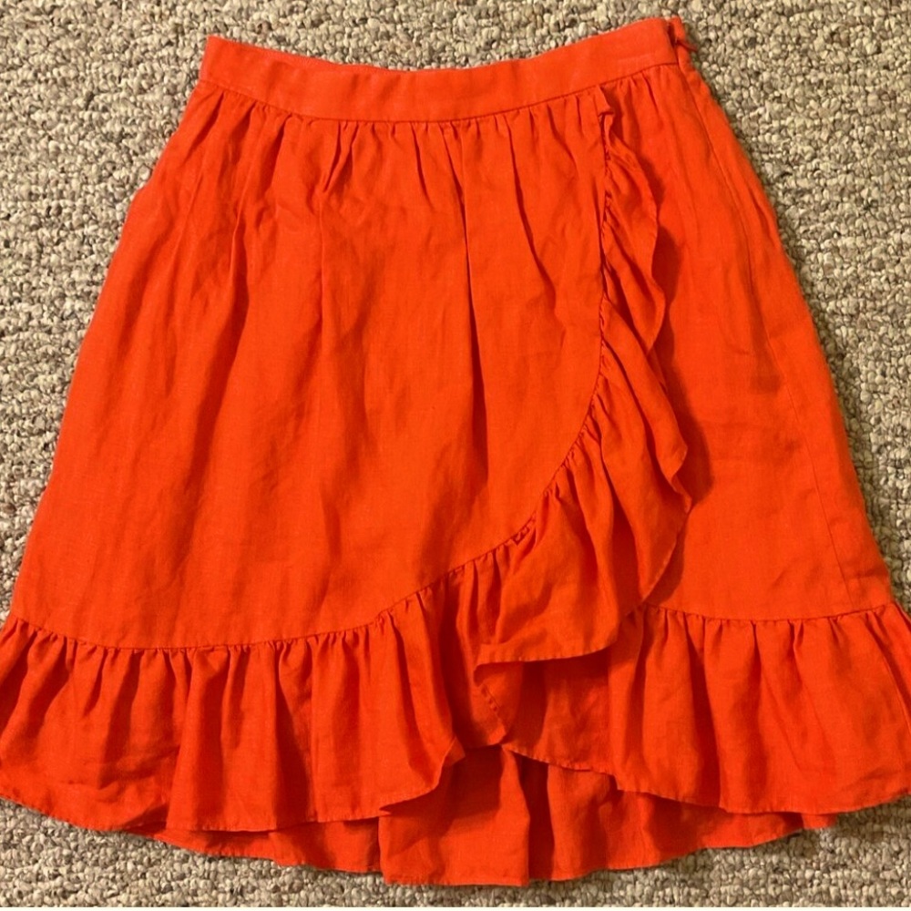J. Crew Orange Linen Skirt Size 4 🧡